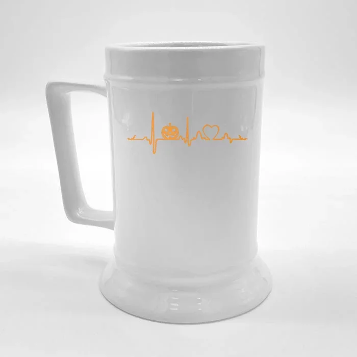 Pumpkin Heartbeat Halloween Front & Back Beer Stein