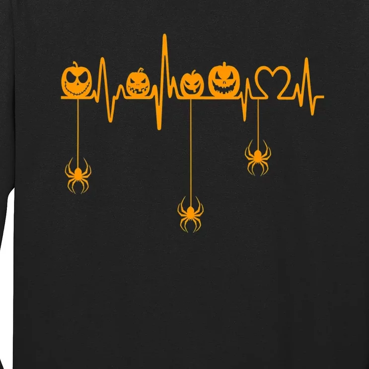 Pumpkin Heartbeat Halloween Lovers Nurse Pumpkin Heartbeat Long Sleeve Shirt