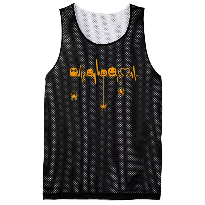 Pumpkin Heartbeat Halloween Lovers Nurse Pumpkin Heartbeat Mesh Reversible Basketball Jersey Tank