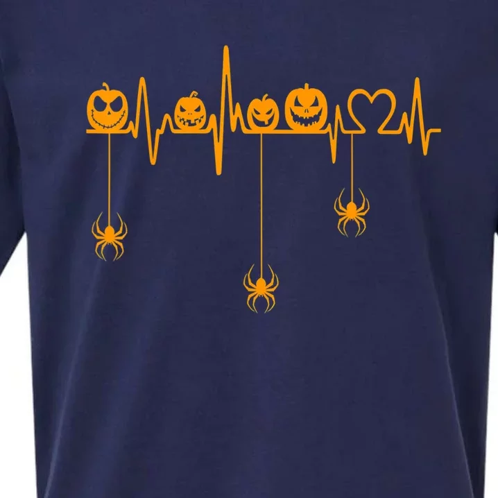 Pumpkin Heartbeat Halloween Lovers Nurse Pumpkin Heartbeat Sueded Cloud Jersey T-Shirt