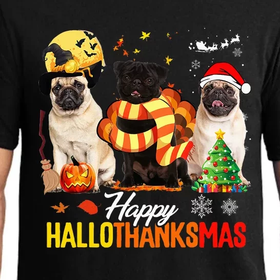 Pug Happy Hallothanksmas Festive Holiday Dog Costume Pajama Set