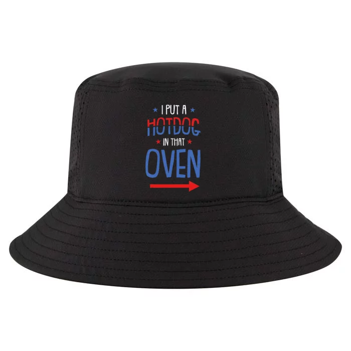 Put Hotdog In That Oven 4th Of July Pregnancy Announcement Cool Comfort Performance Bucket Hat