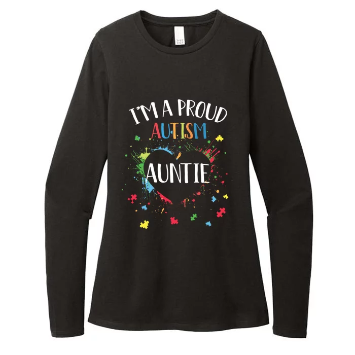 Puzzle Heart I'm A Proud Autism Auntie Autism Awareness Gift Womens CVC Long Sleeve Shirt