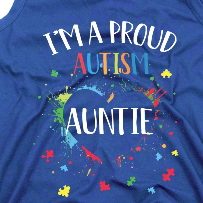 Puzzle Heart I'm A Proud Autism Auntie Autism Awareness Gift Tank Top