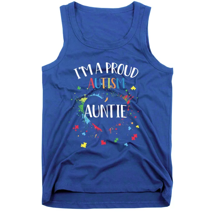 Puzzle Heart I'm A Proud Autism Auntie Autism Awareness Gift Tank Top