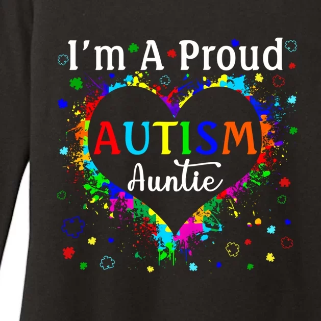 Puzzle Heart I'm A Proud Autism Auntie Autism Awareness Gift Womens CVC Long Sleeve Shirt