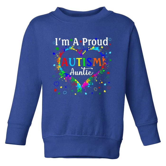 Puzzle Heart I'm A Proud Autism Auntie Autism Awareness Gift Toddler Sweatshirt