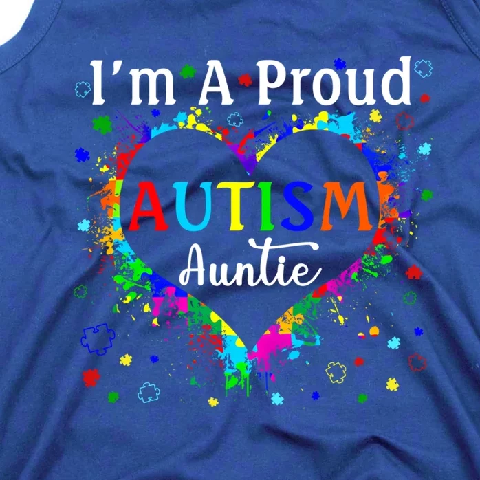 Puzzle Heart I'm A Proud Autism Auntie Autism Awareness Gift Tank Top