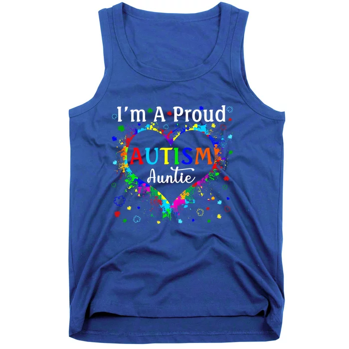 Puzzle Heart I'm A Proud Autism Auntie Autism Awareness Gift Tank Top