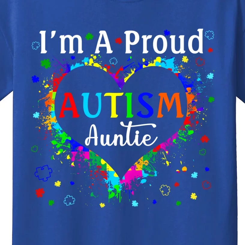 Puzzle Heart I'm A Proud Autism Auntie Autism Awareness Gift Kids T-Shirt