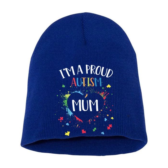 Puzzle Heart I'm A Proud Autism Mum Autism Awareness Gift Short Acrylic Beanie