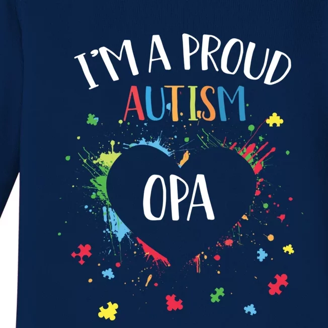 Puzzle Heart I'm A Proud Autism Opa Autism Awareness Cute Gift Baby Long Sleeve Bodysuit