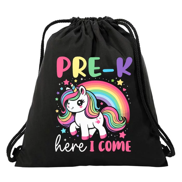 Prek Here I Come Unicorn Girl Back To School Drawstring Bag