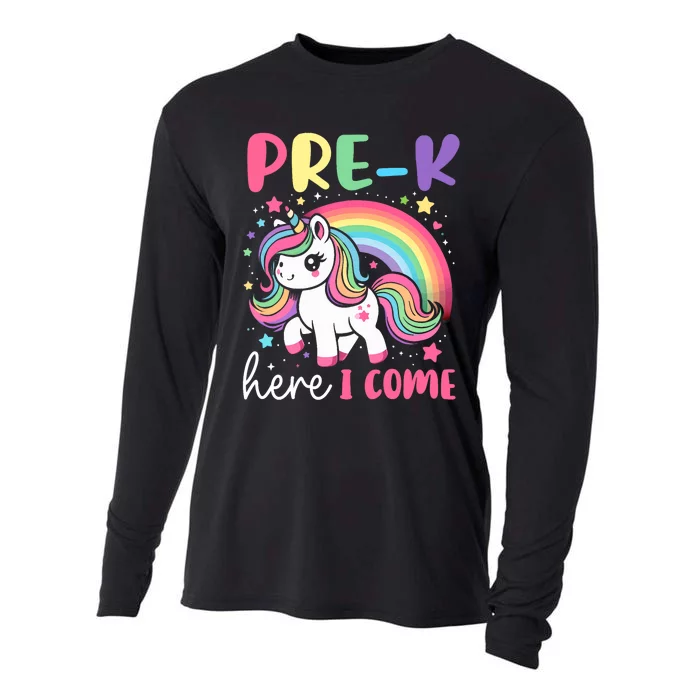 Prek Here I Come Unicorn Girl Back To School Cooling Performance Long Sleeve Crew