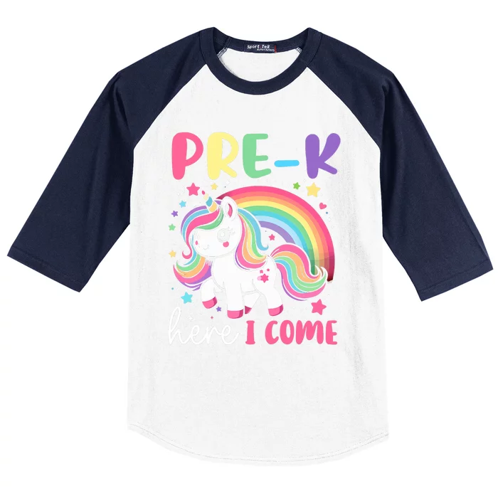 Prek Here I Come Unicorn Girl Back To School Baseball Sleeve Shirt