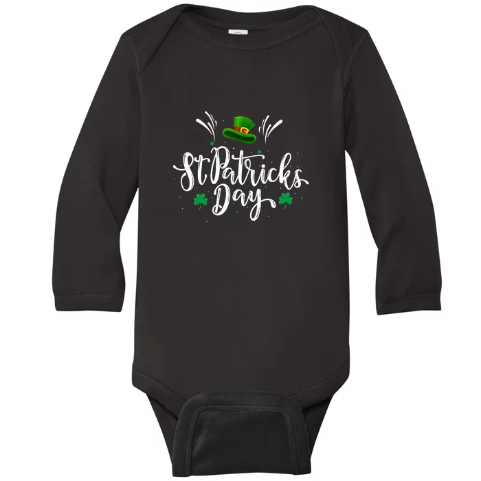 Partyy Hat Ireland Irish Proud Funny Shamrock St Patrick’s Day Baby Long Sleeve Bodysuit