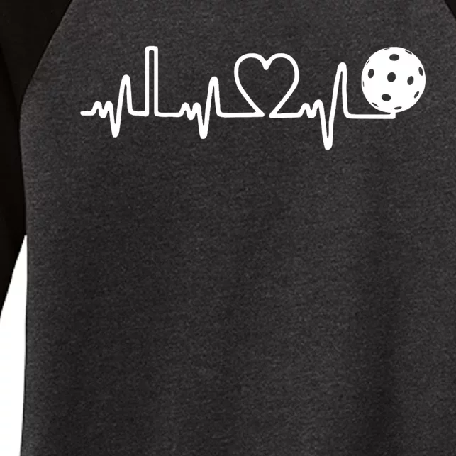 Pickleball Heartbeat! I Love Pickleball TShirt Women's Tri-Blend 3/4-Sleeve Raglan Shirt