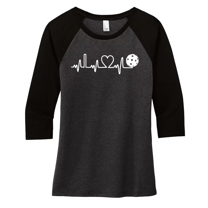 Pickleball Heartbeat! I Love Pickleball TShirt Women's Tri-Blend 3/4-Sleeve Raglan Shirt