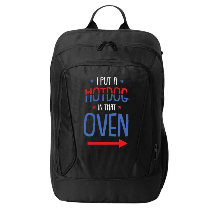 Put Hotdog In That Oven 4th Of July Pregnancy Announcement City Backpack