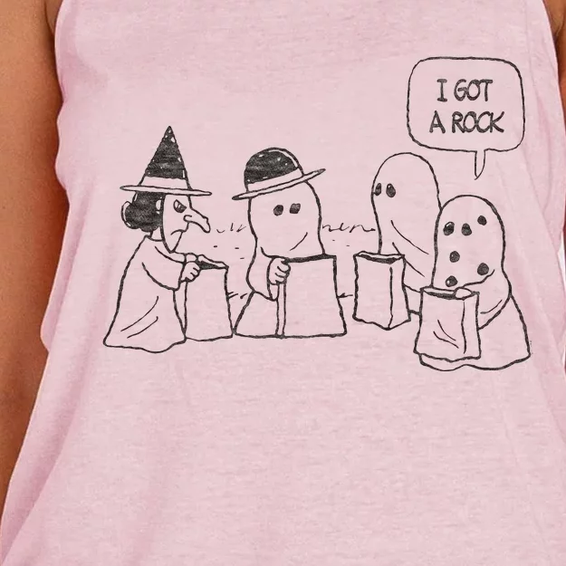 Peanuts Halloween I Got A Rock Women's Knotted Racerback Tank