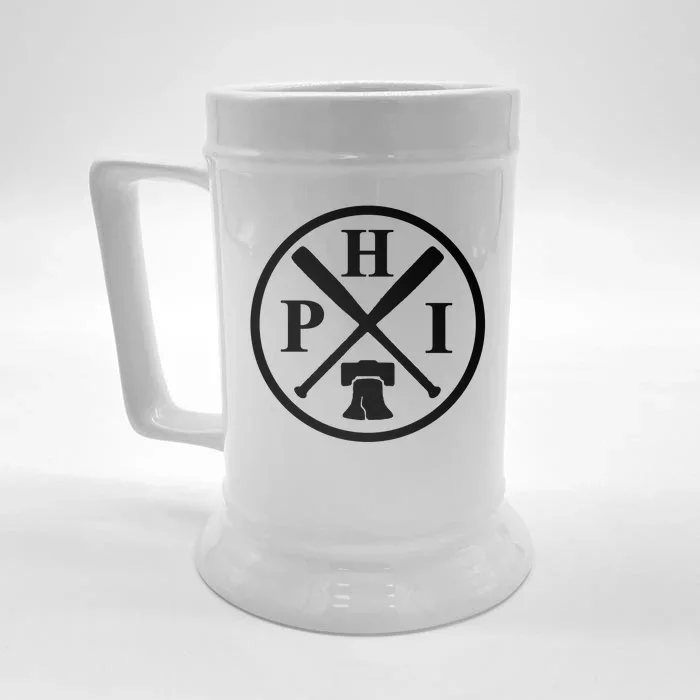 Philadelphia Baseball Emblem Retro Philly Team Front & Back Beer Stein