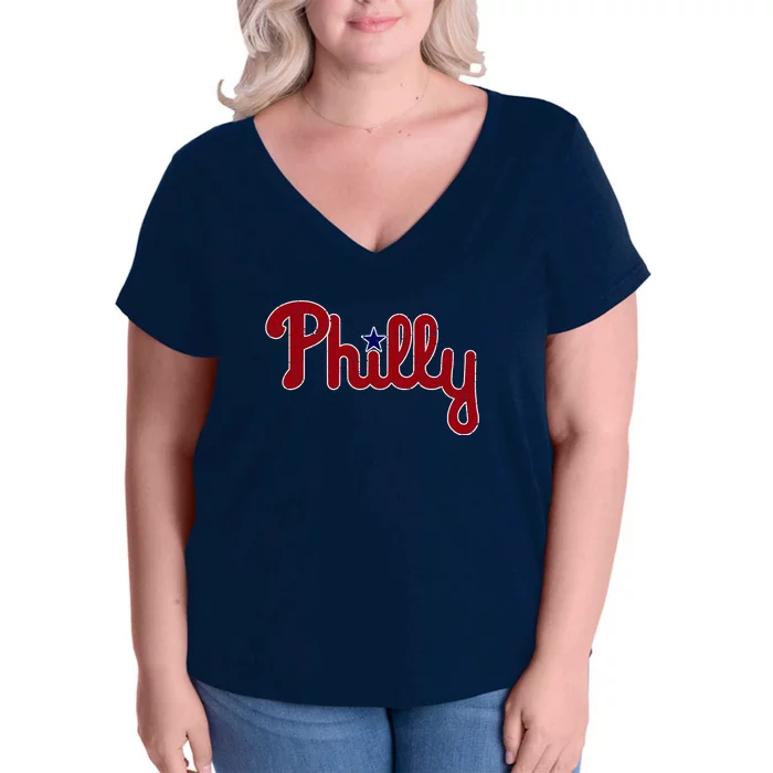 Philadelphia Philly PA Retro Women's V-Neck Plus Size T-Shirt