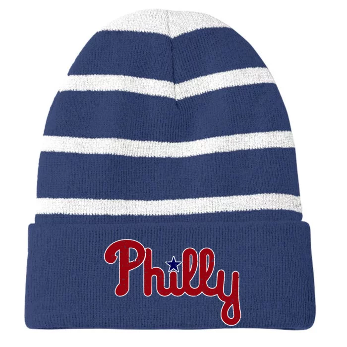 Philadelphia Philly PA Retro Striped Beanie with Solid Band