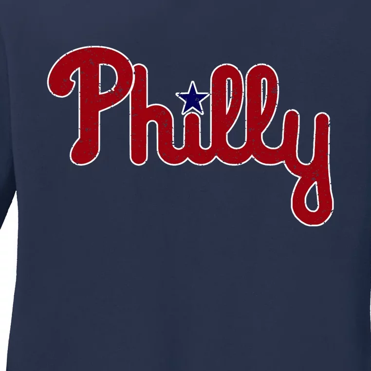 Philadelphia Philly PA Retro Ladies Missy Fit Long Sleeve Shirt