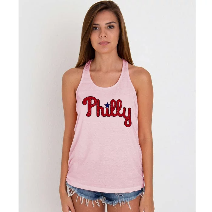 Philadelphia Philly PA Retro Women's Knotted Racerback Tank