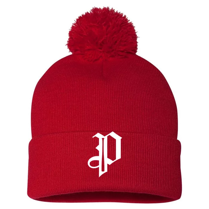 Philadelphia P Baseball Pom Pom 12in Knit Beanie