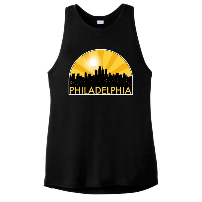 Philadelphia Skyline Burst Ladies Tri-Blend Wicking Tank