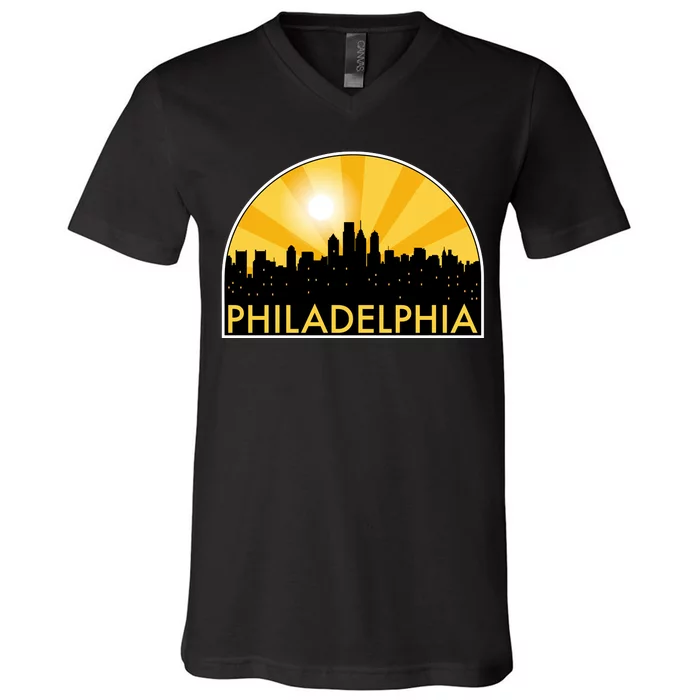 Philadelphia Skyline Burst V-Neck T-Shirt