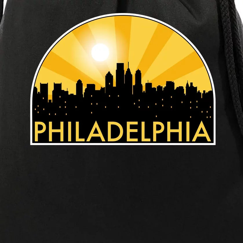 Philadelphia Skyline Burst Drawstring Bag