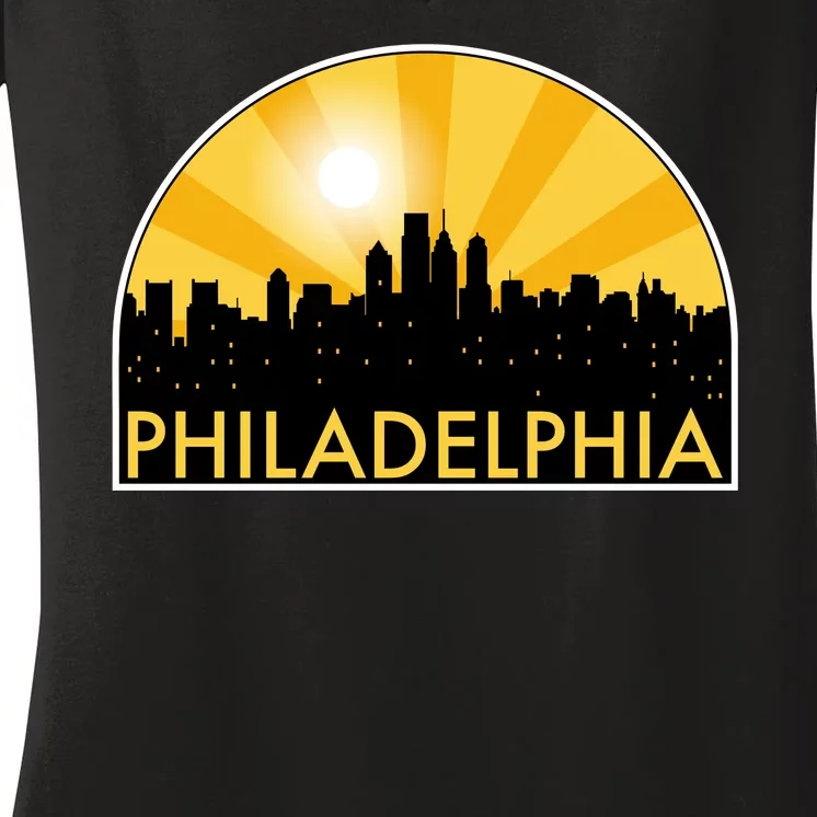 Philadelphia Skyline Burst Women's V-Neck T-Shirt