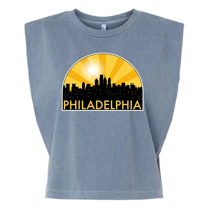 Philadelphia Skyline Burst Garment-Dyed Women's Muscle Tee