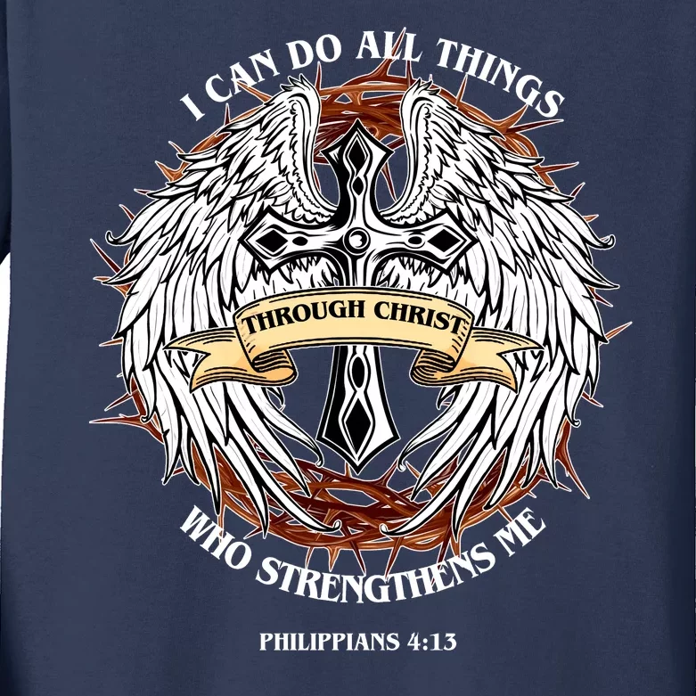 Philippians 4 13 I Can Do All Things Strengthens Me Kids Long Sleeve Shirt