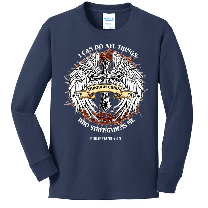 Philippians 4 13 I Can Do All Things Strengthens Me Kids Long Sleeve Shirt