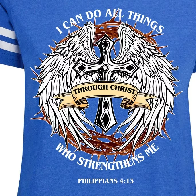 Philippians 4 13 I Can Do All Things Strengthens Me Enza Ladies Jersey Football T-Shirt