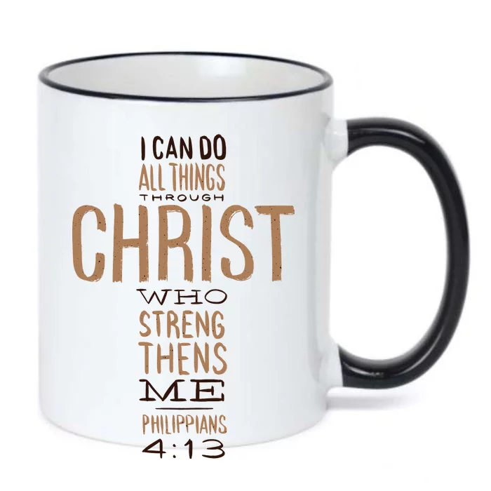 Philippians Bible Quote Cross Black Color Changing Mug