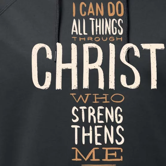 Philippians Bible Quote Cross Performance Fleece Hoodie