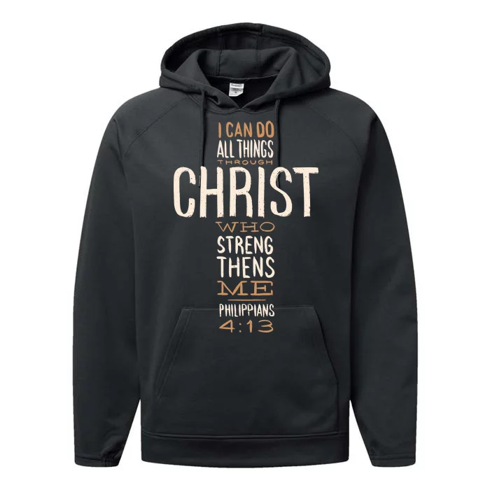 Philippians Bible Quote Cross Performance Fleece Hoodie