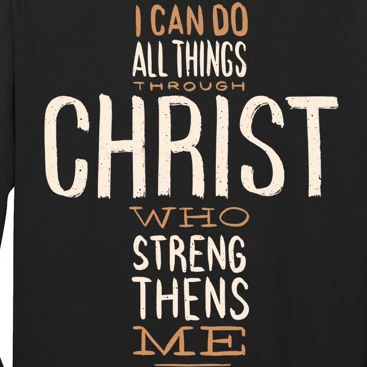 Philippians Bible Quote Cross Long Sleeve Shirt