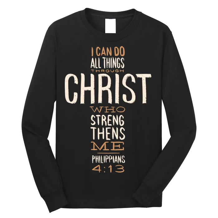 Philippians Bible Quote Cross Long Sleeve Shirt