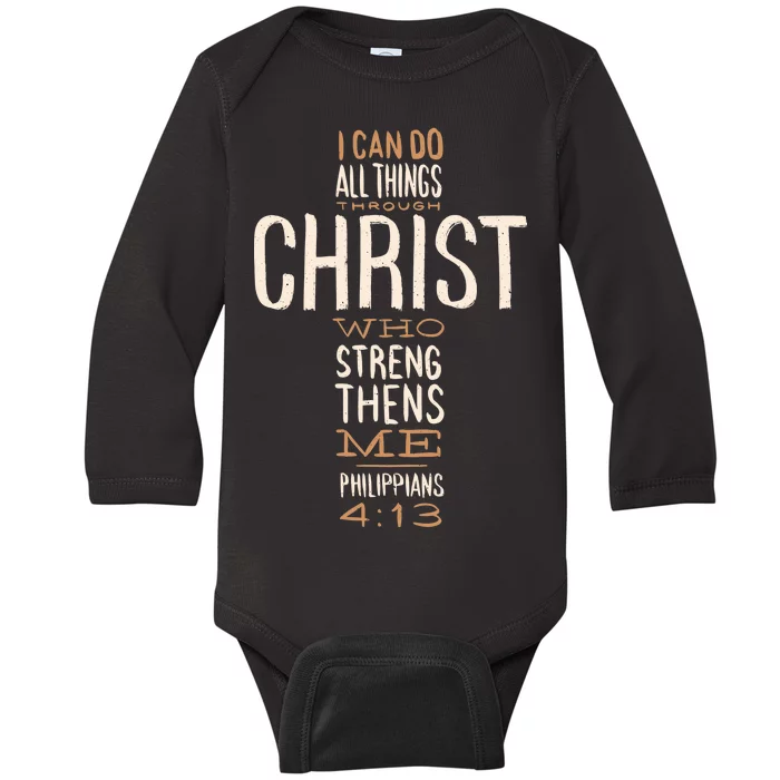 Philippians Bible Quote Cross Baby Long Sleeve Bodysuit