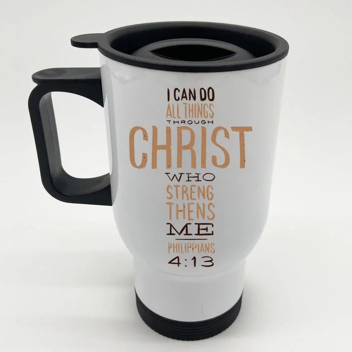 Philippians Bible Quote Cross Front & Back Stainless Steel Travel Mug