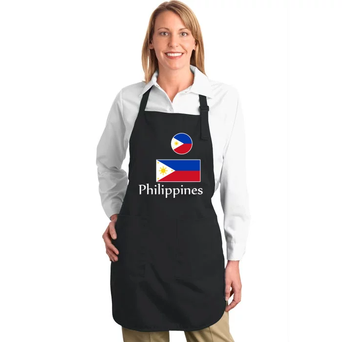 Philippines Flag Full-Length Apron With Pocket