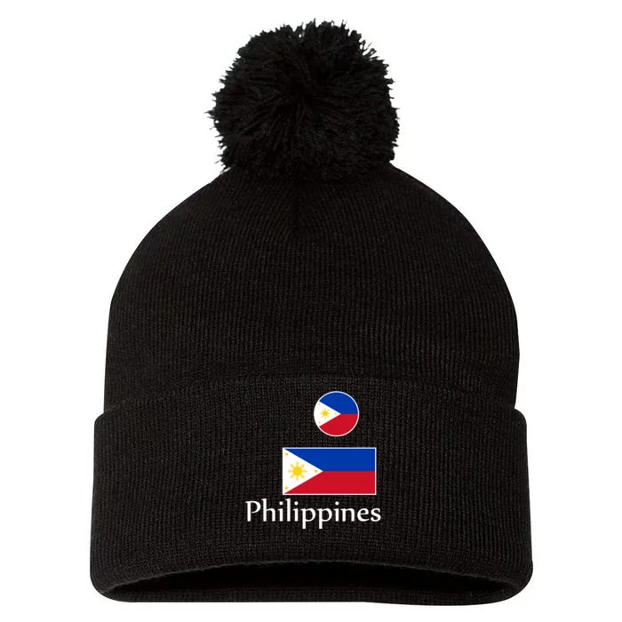 Philippines Flag Pom Pom 12in Knit Beanie