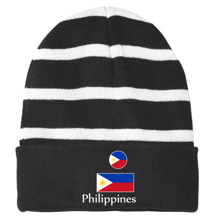 Philippines Flag Striped Beanie with Solid Band