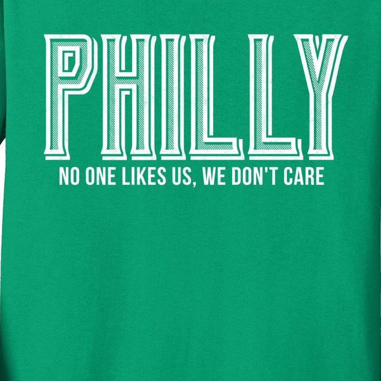 Philly Fan No One Likes Us We Don't Care Kids Long Sleeve Shirt