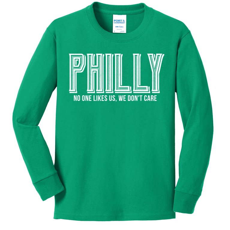 Philly Fan No One Likes Us We Don't Care Kids Long Sleeve Shirt